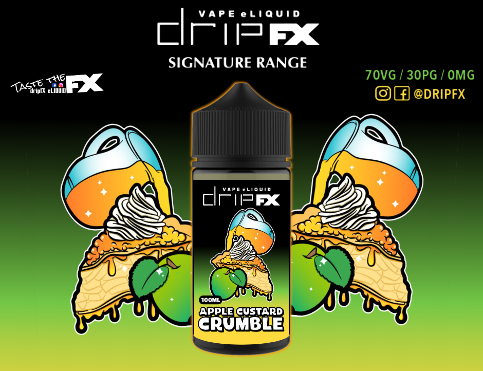 Drip FX Eliquid- Apple Custard Crumble 100ml